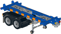 Container trailer for 20ft containers with legs activated by reversing