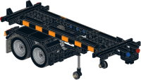 Container trailer for 20ft containers with legs activated by reversing