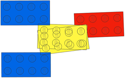 Two neighboring angles for the yellow brick. Configurations are incorrectly not detected.